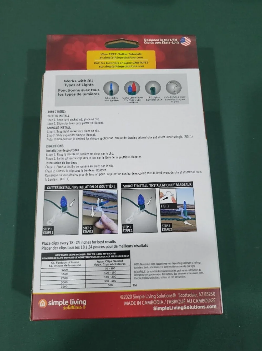 Universal Light Clips - 50-Pack White Clips for Holiday Lights